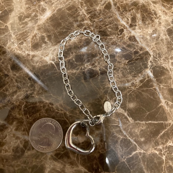 Bracelet-silver plated with heart dangle/charm. - Picture 3 of 3